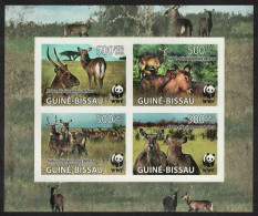 Guinea-Bissau WWF Defassa Waterbuck 4 Imperf Stamps In Block 2*2 2008 MI#3919-3922 - Guinea-Bissau