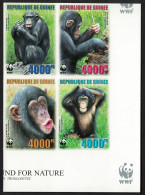 Guinea WWF Chimpanzee 4 Imperf Corner Block Of 4 WWF Logo 2006 MNH MI#4222B-4225B - Guinee (1958-...)