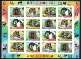 Guinea WWF Mangabey And Baboon Imperf Sheetlet Of 4 Sets 2000 MNH - Guinée (1958-...)