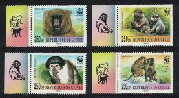 Guinea WWF Mangabey And Baboon 4v Margins 2000 MNH - Guinee (1958-...)