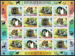 Guinea WWF Mangabey And Baboon Sheetlet Of 4 Sets 2000 MNH - Guinée (1958-...)