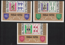Grenada 25th Anniversary Of Coronation 3v Pairs With Labels 1978 MNH SG#946-MS949 Sc#873-76 - Grenade (1974-...)