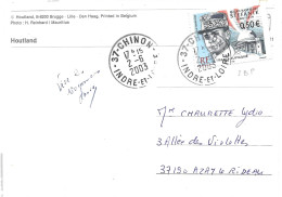 IMBRE N° 3554 - FRANCE SLOVAQUIE  -TARIF DU 1 6 03 AU 28 2 05   -SEUL SUR LETTRE  -  2003 - CACHET RECETTE RA 9 CHINON - Postal Rates