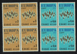 Greece Stars Europa 2v Blocks Of 4 1972 MNH SG#1208-1209 MI#1106-1107 - Ungebraucht