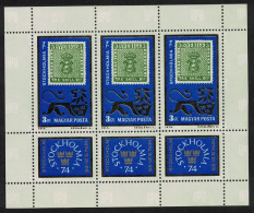 Hungary Stockholmia 74 Stamp Exhibition Sheetlet 1974 MNH SG#2908 - Unused Stamps