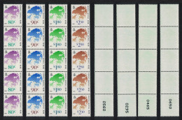 Hong Kong Coil Stamps Full Set 4v Strips Of 5 Control Number 1992 MNH SG#554c-554f MI#641-644 - Nuovi