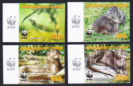 Ivory Coast WWF Speckle-throated Otter 4v Imperf Reprint Logo 2005 MNH MI#1353B-1356B - Côte D'Ivoire (1960-...)