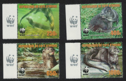 Ivory Coast WWF Speckle-throated Otter 4v Reprint Margins Logo 2005 MNH MI#1353-1356B - Costa D'Avorio (1960-...)