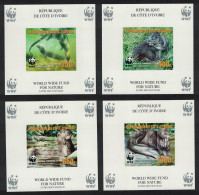 Ivory Coast WWF Speckle-throated Otter 4 MSs Imperf ERROR 2005 MNH MI#Block 54B-57B - Costa D'Avorio (1960-...)