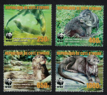 Ivory Coast WWF Speckle-throated Otter 4v 1st Print ERROR 2005 MNH MI#1349A-1352A - Costa D'Avorio (1960-...)