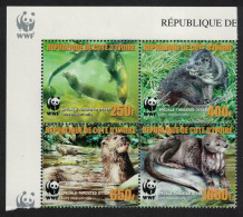 Ivory Coast WWF Speckle-throated Otter Block Of 4 ERROR 2005 MNH MI#1349-1352A - Costa D'Avorio (1960-...)