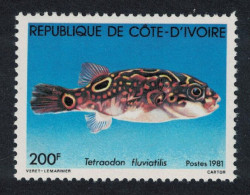 Ivory Coast Green Pufferfish Fish 200f 1981 MNH SG#668 - Ivory Coast (1960-...)
