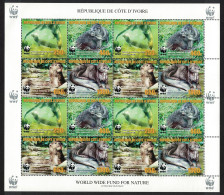 Ivory Coast WWF Speckle-throated Otter Sheetlet Of 4 Sets ERROR 2005 MNH MI#1349A-1352A - Côte D'Ivoire (1960-...)