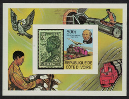 Ivory Coast Bird Trains Death Centenary Of Sir Rowland Hill MS Imperf 1979 MNH SG#MS599 MI#Block 14 - Côte D'Ivoire (1960-...)