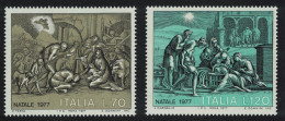 Italy 'Adoration Of The Shepherds' By P Testa Christmas 2v 1977 MNH SG#1539-1549 - 1971-80: Nieuw/plakker
