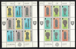 Isle Of Man Europa Celtic And Norse Crosses 2 Sheetlets 1978 MNH SG#133-138 Sc#113a+136a - Man (Ile De)