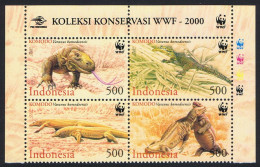 Indonesia WWF Komodo Dragon 4v Block Of 4 WWF Logo 2000 MNH SG#2620-2623 MI#2005-2008 Sc#1911-1914 - Indonésie