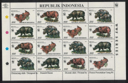 Indonesia WWF Rhinoceros Sheetlet Of 4 Sets 1996 MNH SG#2267-2270 MI#1648-1651 Sc#1673 A-d - Indonesia