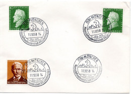 79640 - Bund - 1958 - 2@10Pfg Schulze-Delitzsch MiF A Umschlag SoStpl MUENCHEN - ... XIII.SCHACHOLYMPIA - Schach