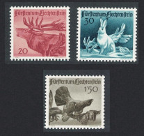 Liechtenstein Stag Arctic Hare Animals Capercaillie Bird Wild Life 3v T2 1946 MNH SG#252-254 MI#249-251 Sc#219-221 - Ongebruikt