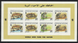 Libya WWF African Wild Cat Imperf Sheetlet Of 2 Sets 1997 MNH SG#2654-2657 MI#2496B-2499B Sc#1594a-d - Libyen