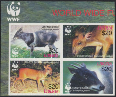 Liberia WWF Duikers Block 2*2 WWF Logo Imperf 2005 MNH MI#5100-5103 Sc#2370 A-d - Liberia