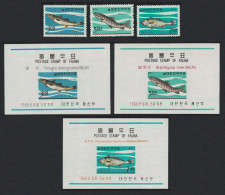 Korea Rep. Pollack Lenok Croaker Korean Fishes 3v+3 MSs 1966 MNH SG#637-MS640 Sc#496-498a - Korea, South