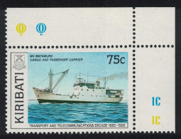 Kiribati Mataburo Inter-island Freighter 75c Ship Corner 1989 MNH SG#315 - Kiribati (1979-...)