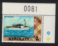 Kiribati Inter-island Freighter 'Tautunu' 3c Corner Number 1980 MNH SG#122 - Kiribati (1979-...)