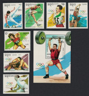 Kampuchea Wrestling Canoe Weight Lifting Olympic Games Barcelona 7v+MS 1989 MNH SG#993-MS1000 Sc#962-969 - Kampuchea