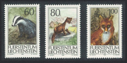 Liechtenstein Fox Badger Marten Wild Animals 3v 1993 MNH SG#1061-1063 Sc#1006-1008 - Neufs