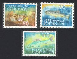 Liechtenstein Fish Bullhead Trout Grayling 3v 1987 MNH SG#915-917 MI#922-924 - Nuovi