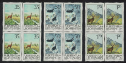 Liechtenstein Roebuck Chamois Stag Hunting 3v Blocks Of 4 1986 MNH SG#900-902 Sc#849-851 - Neufs