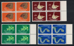 Liechtenstein Butterfly Bird Amphibian Reptile 4v Blocks Of 4 1973 MNH SG#582-585 MI#591-594 - Unused Stamps