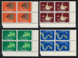 Liechtenstein Butterfly Bird Amphibian Reptile 4v Corner Blocks Of 4 1973 MNH SG#582-585 MI#591-594 - Unused Stamps