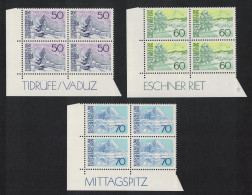 Liechtenstein Landscapes 3v Corner Blocks Of 4 1973 MNH SG#567-569 MI#584-586 - Unused Stamps