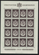 Liechtenstein Arms Of Liechtenstein Full Sheet 1969 MNH SG#498 - Ongebruikt