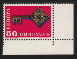 Liechtenstein Key With CEPT In Handle Europa Corner 1968 MNH SG#490 - Unused Stamps