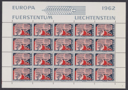 Liechtenstein Clasped Hands Europa Full Sheet 1962 MNH SG#413 Sc#370 - Ungebraucht