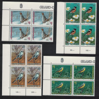 Luxembourg Stonecat Partridge Wagtail Shrike Birds 4v Corner Blocks Of 4 1994 MNH SG#1383-1386 MI#1353-1356 - Ungebraucht