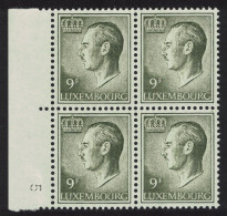 Luxembourg Grand Duke Jean 9f. Green Fluor Paper Block Of 4 1988 MNH SG#766 MI#919yb - Ongebruikt