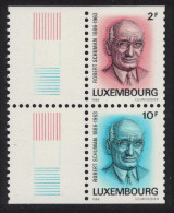 Luxembourg Robert Schuman Politician 2v Pair Margin 1986 MNH SG#1185-1186 MI#1156-1157 - Unused Stamps