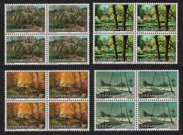 Luxembourg Paintings Landscapes 4v Blocks Of 4 1982 MNH SG#1081-1084 MI#1046-1049 - Unused Stamps