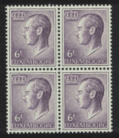 Luxembourg Grand Duke Jean 6f. Lilac Fluor Paper Block Of 4 1974 MNH SG#765 MI#713ya - Ungebraucht
