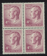 Luxembourg Grand Duke Jean 4f. Purple Fluor Paper Block Of 4 1974 MNH SG#764 MI#829ya - Ongebruikt