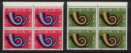 Luxembourg Post Horn Europa 2v Blocks Of 4 1973 MNH SG#906-907 MI#862-863 - Ongebruikt