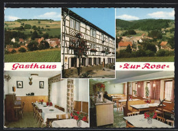 AK Nieder-Liebersbach, Gesamtansicht & Gasthaus Zur Rose Mit Speiseraum  - Autres & Non Classés
