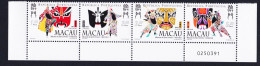 Macao Macau Opera Masks Bottom Strip Of 4v Control Number 1998 MNH SG#1056-1059 Sc#938-941 - Unused Stamps