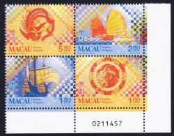 Macao Macau Tiles From Macao Block Of 4 Control Number 1998 MNH SG#1076-1079 Sc#965a - Neufs