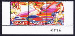 Macao Macau Drunken Dragon Festival Bottom Strip Of 3v Control Number 1997 MNH SG#988-990 MI#913-915 Sc#876a - Neufs